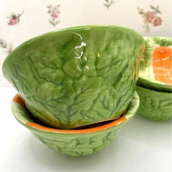 Springtime Serving Dessert/Berry Bowls with Carrot Motif, Easter Serving Decor - Picture 3 of 11